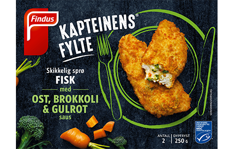 kapteinens fylte rødspette med reke og champignonsaus