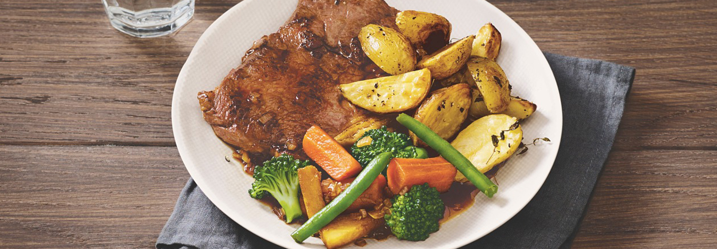 Biff med stekte grønnsaker og ølsaus 